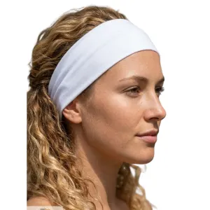 PLAIN HEADBAND Elastic Stretch Sports Yoga Hair Band Unisex 8cm – White, Headwrap
