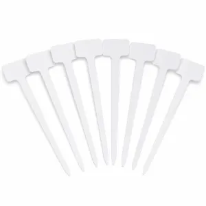 10x Garden Tee Plant Labels Seedling Seed Marker – White