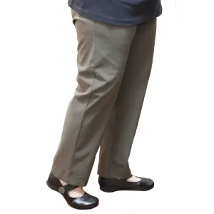 Womens Straight Leg Bengaline Pull On Stretch Work Pants Ladies Bottoms Ponte – Olive