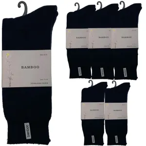 6 Pairs PREMIUM BAMBOO SOCKS Mens Heavy Duty Thick Work Socks BULK Cushion - Navy Blue