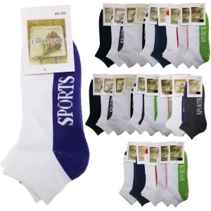 24x COTTON ANKLE SOCKS Sport Cushion Foot Low Cut Running – Assorted Colours Bulk – 2-8