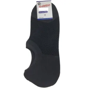 1 Pair NO SHOW BAMBOO SOCKS Non Slip Heel Grip Low Cut Invisible Footlet - Charcoal