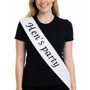 Party Sash Happy Birthday Hen Night Womens Celebration Sash One Size – White – White, Hen’s Party (White)