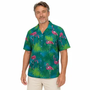 Mens Oahu Hawaiian Party Shirt Button Hippie Tops Short Sleeve Beach Holiday – Palm Flamingo