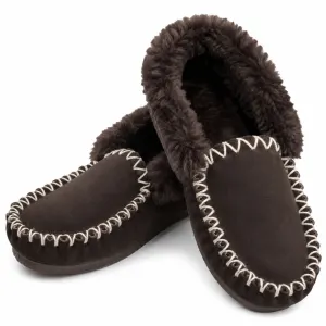 Sheepskin Merino Wool Moccasin Slippers Genuine UGG Slip On – Chocolate Brown – 5