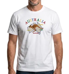 Adult Australia Kangaroo T Shirt Tee 100% Cotton Top Aussie Day – White