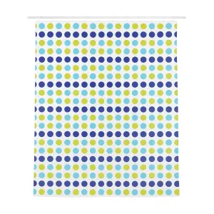 Shower Curtain in Blue and Green Polka Dot Print – 180 x 180cm Polyester