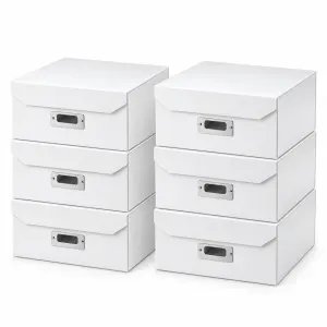 6x Italplast Eazi Fold A4 Paper Document Storage Box in White