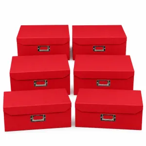 6x Italplast Eazi Fold A5 Paper Document Storage Box in Red