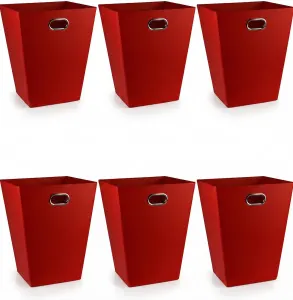 6x 12L EAZI FOLD Foldable Office Waste Rubbish Bin Collapsible Space Saving in Red