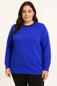 Ladies Plus Size Crew Neck Long Sleeve Top Queen Womens Jumper – Purple/Black