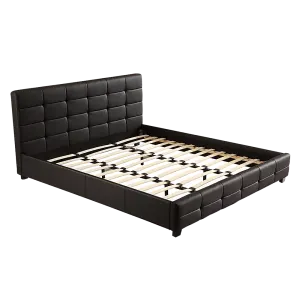 King PU Leather Deluxe Bed Frame Black