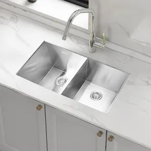 820x457mm Handmade 1.2mm Stainless Steel Undermount Topmount Kitchen Laundry Sink with Waste