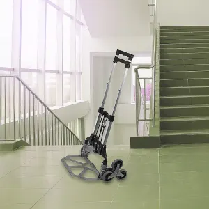 Stair Climbing Trolley 6 Wheels Aluminium Folding Hand Cart Climb Steps
