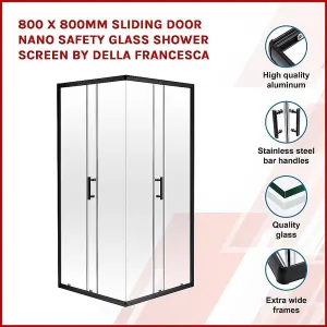 800 x 800mm Sliding Door Nano Safety Glass Shower Screen By Della Francesca