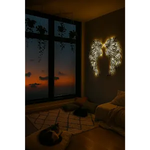 LED Angel Wing Metal Wall Art Wrought Iron Wings Sculpture Fairy Lights