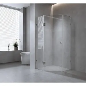 90cm Frameless Diamond Shower Screen U-Brackets with Durable Brass Hinges – Gunmetal