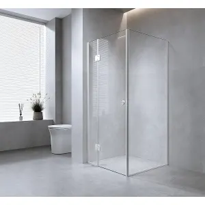 110x90cm Corner Frameless Shower Screen Wall Channel and Floor Channel with SS Hinges for Modern Bathroom Style