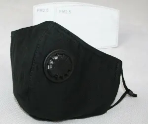 Face Mask Reusable Cotton Cloth Fabric w 2 Pm2.5 Perfect Fit Adjustable Black