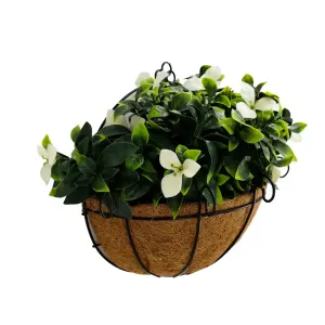 Artificial Wall Basket – Flowering White Jasmine Basket 20cm x 35cm Long UV Resistant