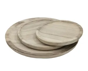 Set 3 Wood Round Trays 39cm