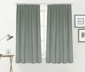 Blockout Curtains 260x160cm PINCH PLEAT+ Hooks High Level Fabric Grey Blue