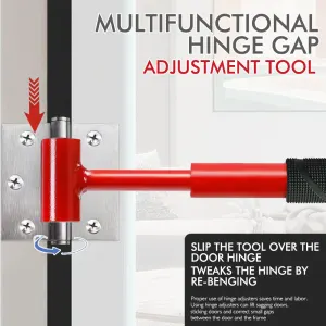 4 in 1 Door Hinge Adjustment Wrench Set – Heavy Duty Hinge Bender Tool with 14, 19, 23 and 25 mm Heads, Comfort Grip and Storage Pouch for Door Alignment