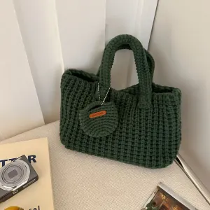 Handcrafted Crochet Tote Bag – Vintage-Style Woven Cotton-Yarn Look Bag