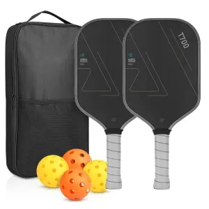 T700 Carbon Fiber Pickleball Paddle Set - 16mm Textured Matte Finish with Oxford Carry Bag & PE Balls