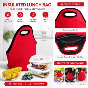 Reusable Neoprene Insulated Lunch Bag – Waterproof Thermal Tote for Work, School & Picnics (30x17x30cm)