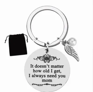 Stainless Steel Mother's Day Keychain with Gift Box and Velvet Bag Gratitude Gift for Mom Meaningful Keepsake for Local Families and Special Celebrations
