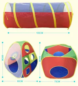 4-in-1 Kids’ Pop-Up Foldable Play Tent & Adventure Tunnel Set – Giant Indoor/Outdoor Playpark with Ball Pit & Basketball Hoop