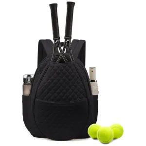 Large Tennis & Pickleball Quilted Backpack and Sports Travel Tote for Men and Women - Racket Compartment, 2 Side Pockets & Multi-Pocket Organization (32x17x44.5 CM)