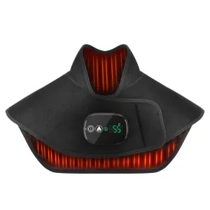 Black Wireless Large Coverage Heated Shoulder & Neck Wrap - TypeC Rechargeable Thermal Therapy Shawl with 4 Temp Levels & 5 Timers