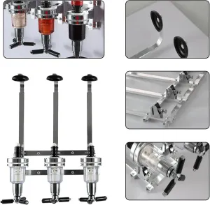Professional Wall-Mounted Alcohol Tot Dispenser (3 Head) – Heavy Duty Adjustable Metal Wine Rack Decor with Spring-Loaded Bottle Holder