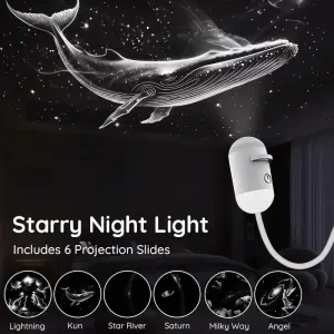 3-Pack Portable USB Galaxy Night Light Projector with 6 Projection Films - Touch-Controlled Rotating Starry Sky Lamp for Bedroom, Nursery and Car