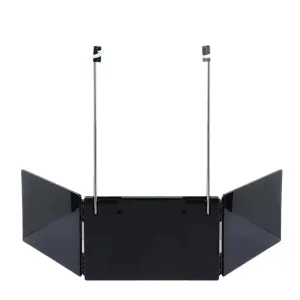 Black Trifold Self Hair Cutting Mirror with Adjustable Hooks - 3-Way Folding Mirror for Barber Use, Shaving, Makeup & Styling - Portable ABS Frame with Aluminium Mirror Panels