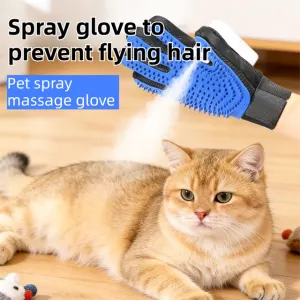 2PCS Black Blue Pet Grooming Spray Glove with Pink & Black Detachable Typec Mister – TPR Soft Deshedding & Massage Brush Glove for Cats and Dogs, Anti Static Spray to Reduce Flying Fur and Easy to Clean
