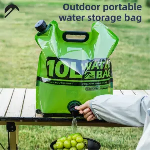 5L Green Outdoor Collapsible Water Storage Bag with Tap & Handle – Portable Camping Water Container for Hiking Picnic Travel and Emergency Water Storage