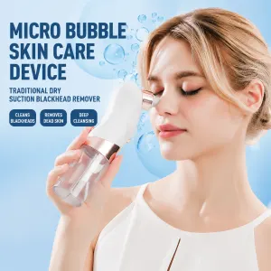 Microbubble Oxygen Hydration Facial Pore Cleanser and Pink Reusable Ice Roller Set with Waste Separation Design, 3 Level Vacumn Suction and 6 Replaceable Heads – Portable Facial Pore Cleaning & Cooling Kit for Home & Travel Skincare