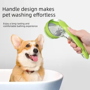 2-Piece Pet Cleaning Set – Blue Silicone Bath Brush with Liquid Dispenser and Brown 40*80cm  Microfiber Drying Towel, Cleaning Leak-Proof Massage Scrubber for Dogs and Cats