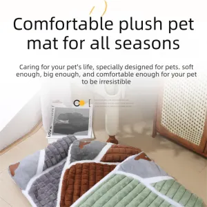 2-piece S size Green Pet Winter Comfort Bundle – 50*36cm Plush Pet Blanket and 40*25cm Thickened Pet Sleeping Bed Set for Dogs and Cats, Double-Sided Warm Blanket with Soft Plush Bed Cushion