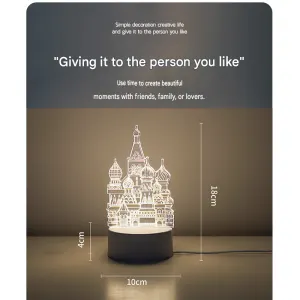 Castle Style Creative Acrylic LED Night Light – Warm White Ambient Table Lamp, Decorative Desktop Mood Light, Cartoon and Creative Display Design, Compact Gift for Bedroom Living Room Office