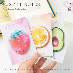 3 Packs Strawberry Design Fruit Shaped Sticky Notes – Cute Memo Pads for Journaling Office School – Reusable Adhesive Labels Gift Ready