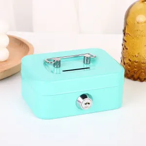 Lockable Metal Cash Box with Coin Slot Portable Money Storage Box Small Savings Bank Key Lock Cash Holder Organiser for Coins Notes Home Office Use 115x85x58mm