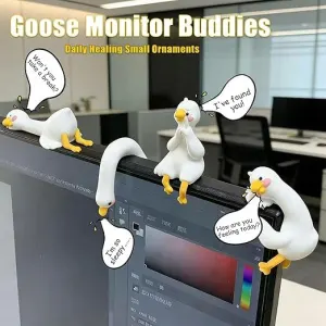 Goose Car Dashboard Decoration Set – 4PCS Cute Resin Goose Figurines for Car Interior, Monitor, Desk and Home Decor, Adorable Animal Ornament Gift for Car Lovers and Everyday Display