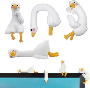 Goose Car Dashboard Decoration Set – 4PCS Cute Resin Goose Figurines for Car Interior, Monitor, Desk and Home Decor, Adorable Animal Ornament Gift for Car Lovers and Everyday Display