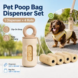 Pet Poop Bag Dispenser with 4 Waste Bag Rolls Portable Dog Waste Bag Holder Clip-On Leash Dispenser Twist Lock Refillable Pet Waste Bag Carrier for Dog Walking Travel Outdoor Accessories