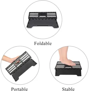 High-Load Folding Step Stool with Rounded Corner & Anti-Slip Footpad, Portable Stable Step Ladder for Bathroom Kitchen Outdoor Use 38×22×13cm