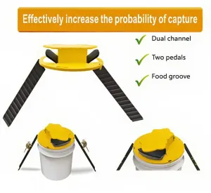 2 Pack Auto Reset Flip-Lid Rat Trap for 5 Gal Bucket, Reusable Indoor & Outdoor Humane Rodent Catcher, No Poison Safe and Easy-Use